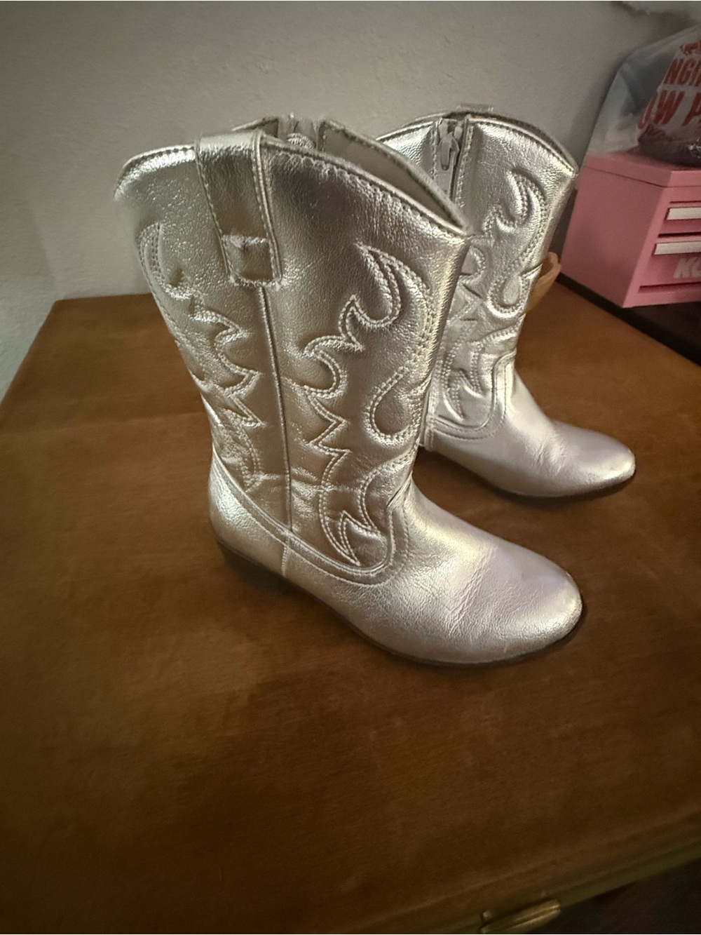 Kohl's Metallic Silver Western-Style Heeled Boots